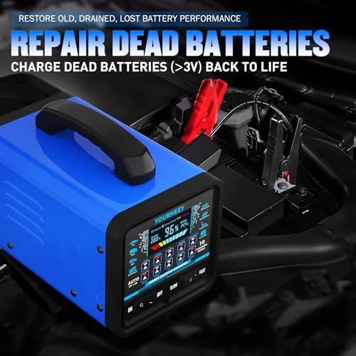 2026 Upgraded 12V/24V 0-20A Heavy Duty Battery Charger/Maintainer with Auto Shutoff, Repair & Winter Mode, 10 Modes & Color Screen for Car, Truck, Motorcycle, RV, Boat, Lawn Mower, Deep Cycle Chargers - Image 5