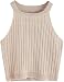 SweatyRocks Women's Knit Crop Top Ribbed Sleeveless Halter Neck Vest Tank Top (Medium, Apricot)