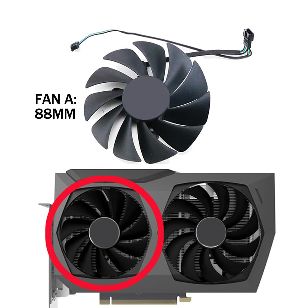 CFM10012H12SPA 88mm 100mm 12V 4 Pin Graphics Card Cooling Fan Replacement for ZOTAC RTX 3070 3070ti Twin Edge Gaming Video Card Cooler Fans (A)