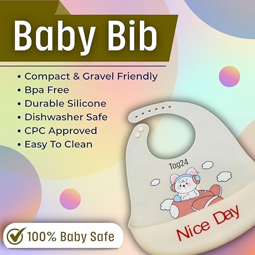 Image of Baby Bib for Feeding and Weaning Babies and Toddlers | Waterproof, Washable, Reusable | Adjustable Neckline with Buttons | Easy to Clean and Non-Messy Design