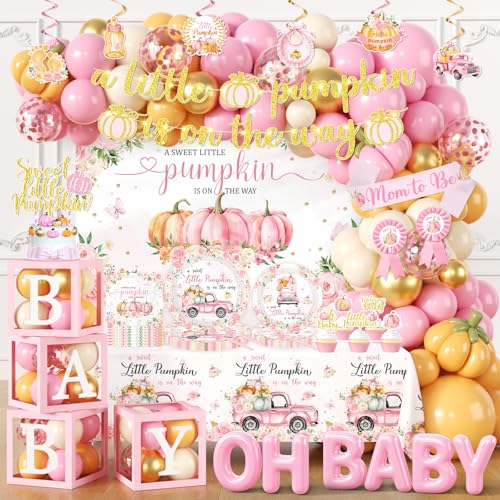 Pink Pumpkin Baby Shower Decorations