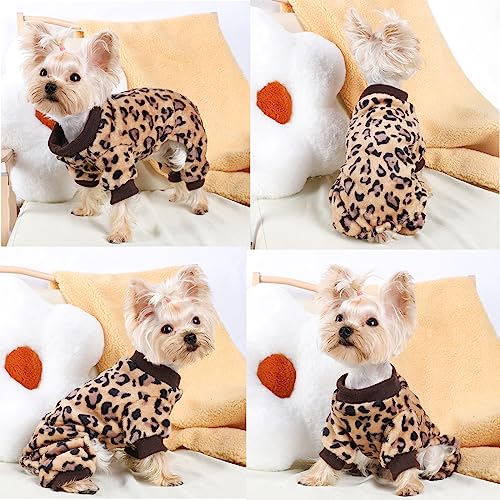 Dog Pajamas For Small Dogs Boy Girl Fleece Puppy Pjs Jammies 4 Leg Dog Clothes For Chihuahua Yorkie Winter Warm Onesies Jumpsuit Clothing For Pet Dogs Male Female 2 Pack (X-Small Bust 11.02") #TOP2