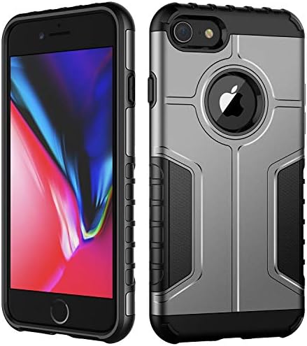JETech Shockproof Case for iPhone 8 and iPhone 7, Dual Layer Protective Phone Cover with Shock-Absorption, Silver