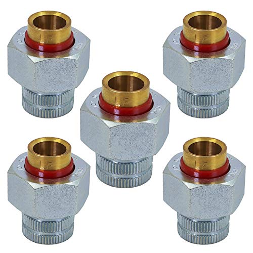 Image of Midline Valve EVGT0200-OM-5 Dielectric Union Pipe Fitting; 2 in. FIP x SWT ; Reduces Electrolysis; Brass x Stainless Steel (5 Pack)