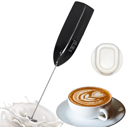 WIDEWINGS Electric Handheld Milk Wand Mixer Frother for Latte Coffee Hot Milk, Milk Frother for Coffee, Egg Beater, Hand Blender, Coffee Beater with Stand (Black)