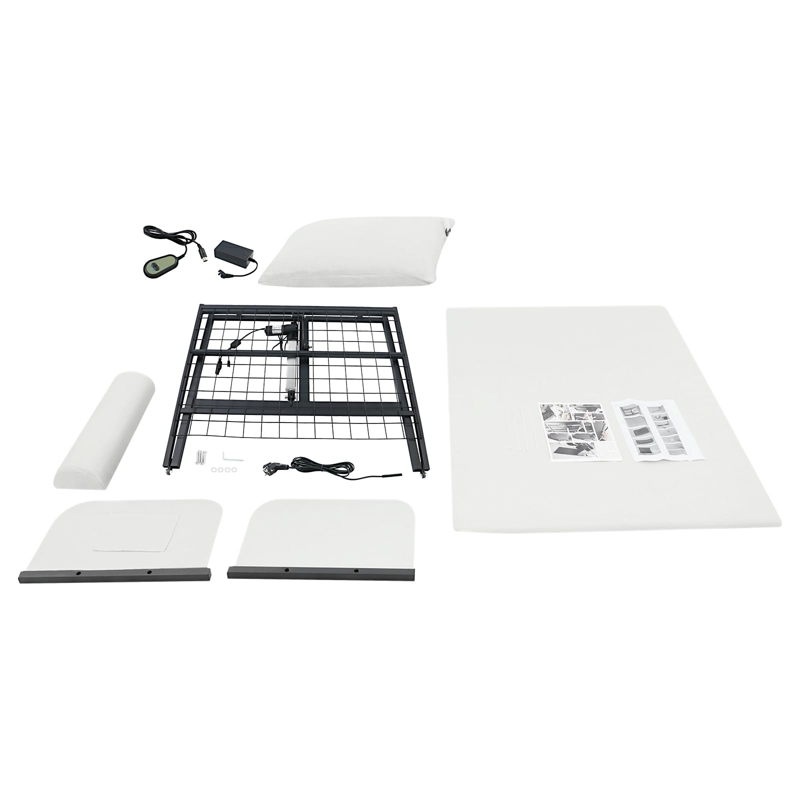 ACLICE Respaldo eléctrico ajustable 10-80° con mando a distancia, 100 kg, soporta 55 W, incluye cojín para medidores de piernas, color blanco, para ancianos, enfermería