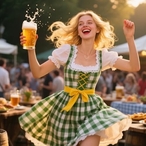 LONZIKP Trachtenkette Damen mit Hirsch Anhänger Goldener Dirndl Schmuck Oktoberfest Kette Geweih Halskette für Frauen