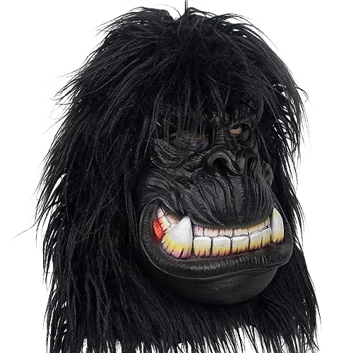 MOKRY PARTY Gorilla Mask Hairy Latex Animal Mask Monkey Head Mask Halloween Carnival Costume Mask
