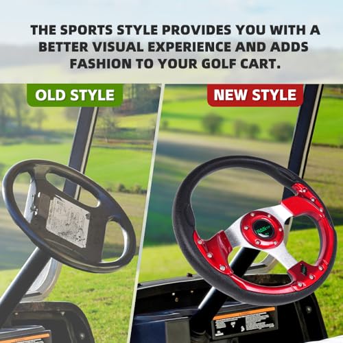 RASTP Golf Cart Steering Wheel 12.6â/320mm for Club Car DS and Club Car Precedent EZGO Yamaha Golf Carts,Red - Image 4