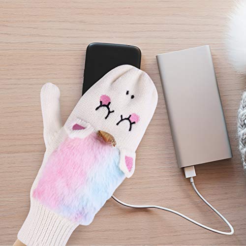 Amosfun 1 par de luvas de unicórnio luvas quentes de inverno luvas para dedos inteiros de tricô conf