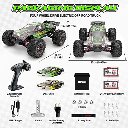Hosim 2845 Brushless 60+ Kmh 4Wd High Speed Rc Monster Truck, 1:16 Scale Rc Car All Terrain Off-Road Waterproof 2.4Ghz Hobby Grade Remote Control Vehicle For Adults Children(Green) #TOP6