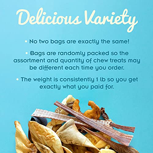 Pawstruck-Bizarre-Bargain-Bag-1-lb-Assorted-Natural-Dog-Treats-Long-Lasting-Chews-for-All-Breeds-Animal-Ears-Bones-Jerkies-for-Pups-and-Senior-Dogs-Rawhide-Alternative-for-Aggressive-Chewers