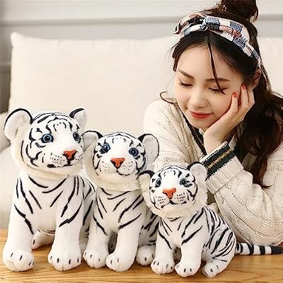Tiger Plush Toy Animal Tiger Pillow Cute Animal Plush Stuffed Toy Animal Doll, Gift for Boys Girls (White, 9.0 in)