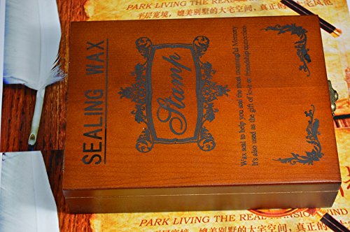 XICHENWood Gift Box Stamp Seal Sealing Wax Vintage Classical Old-Fashioned Antique Alphabet Initial Letter Set Brass Color Creative Mysterious Stamp Maker Kit A-Z (D)