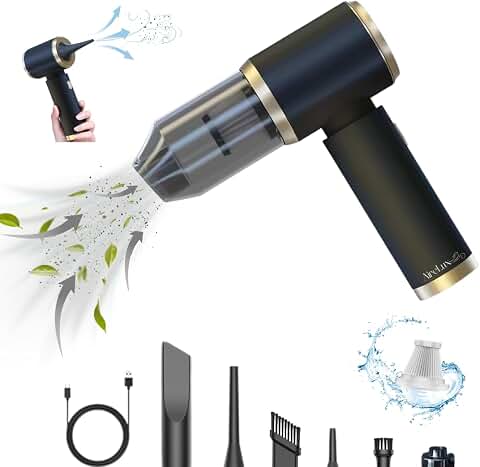 Car Vacuum Handheld 20000 PA 4in1 Cordless Rechargeable Multi-Functional Compact Powerful Suction Brushless Motor Compressed Air Duster Washable HEPA Filter Mini Home Office Pet Gift Men Women