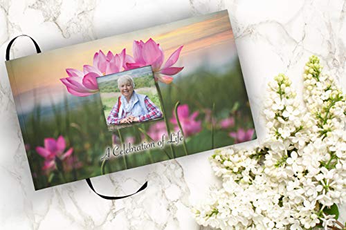 Image of COMMEMORATIVE CREMATION URNS Lotus Tranquility Photo Funeral Guest Book for Memorial Service and Celebration of Life Guest Book for Memorial Service - Beautiful & Vibrant Sign in Book for Funeral