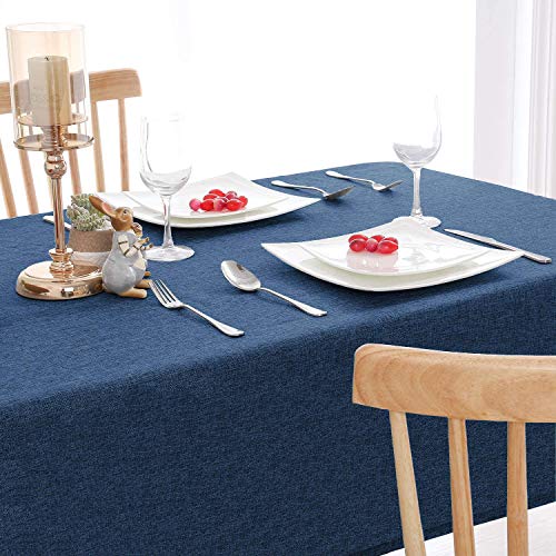 Linen Basics Washable Jute Table Cover/Heat Resistant Table Cover for Kitchen Table/Dining Table (Navy Blue, 60 X 90 INCHES (6 Seater))