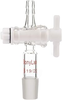 StonyLab Vacuum Flow Control Adapter with PTFE Stopcock, 19/22 Joint, Borosilicate Glass for Lab Vacuum Filtration & Distillation