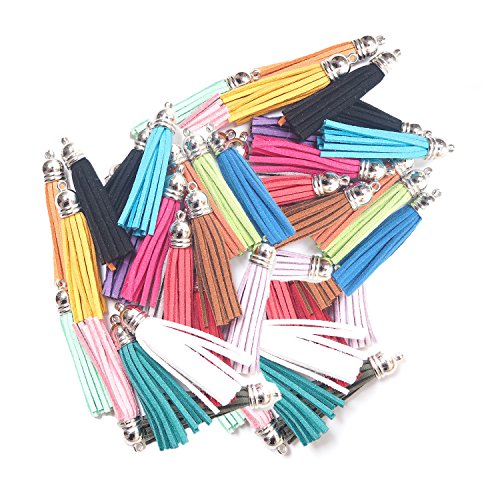 Vfond 100 Pieces 55 Mm Leather Suede Tassel With Caps For Jewelry Making Findings, Cellphone Straps And Diy Accessories #TOP1