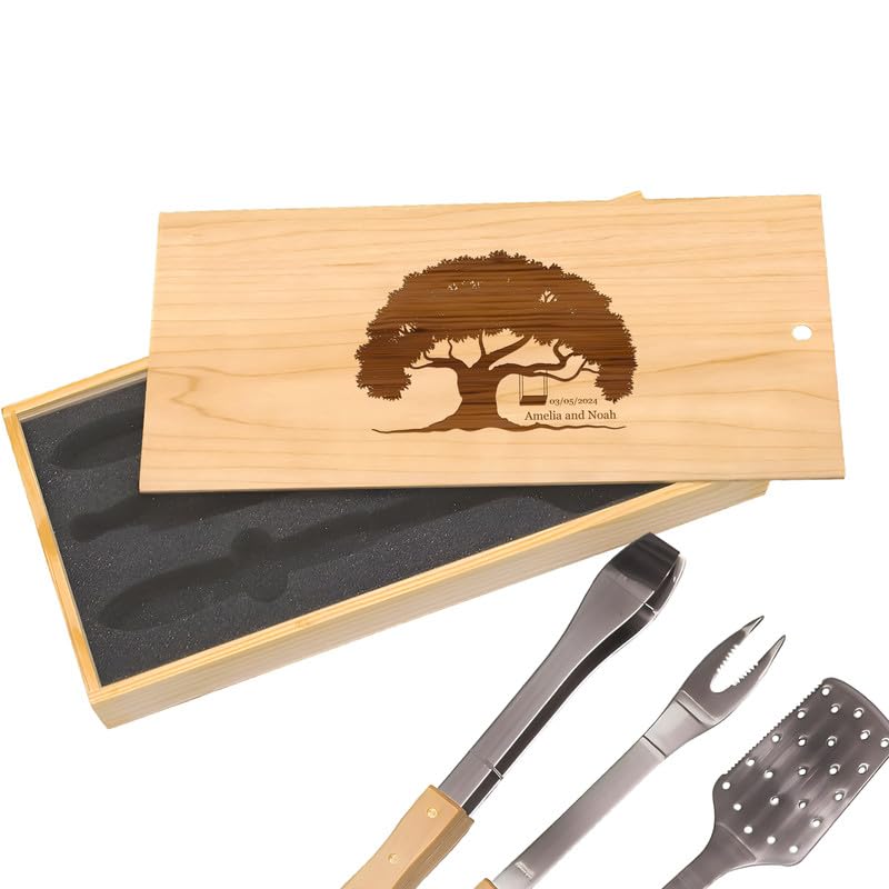 Set de parrilla con grabado personalizado Tree of Life miniatura 1