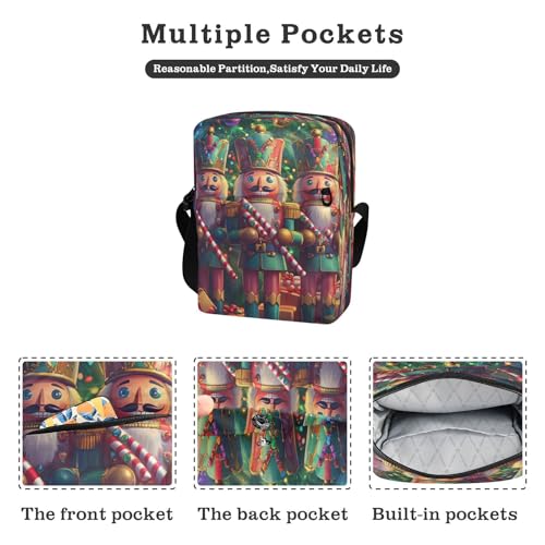 Crossbody Bag Three Christmas Nutcracker Messenger Bag for Women Men Purse Shoulder Bag Satchel Bag with Adjustable Strap 214B90982