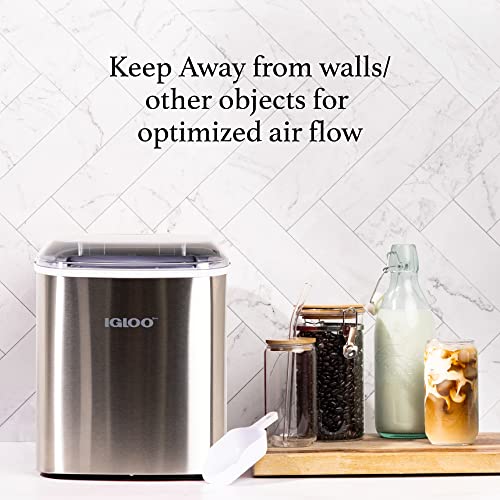 Igloo Electric Countertop Ice Maker Machine - Automatic and Portable - 26 Pounds in 24 Hours - Ice Cube Maker - Ice Scoop and Basket - Ideal for Iced Coffee and Cocktails - Stainless Steel - image 7