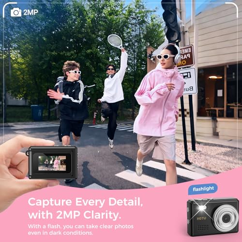 Image of HOTU Mini Keychain Camera, Y2K Portable Mini Digital Camera, 2MP 1080P Video Recording Small Camera with 32GB Card for Kids, Long Battery Life for Travel, Vlog (Minimalist, Black)