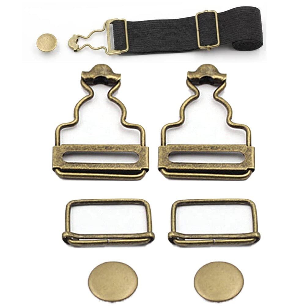 Ericetion Bronze 2 Sets Metal Dungaree Buckles Clips With Rectangle Slider Fasteners For Braces Hand Bags Jackets Diy Clothing Pinafore Dresses 38Mm