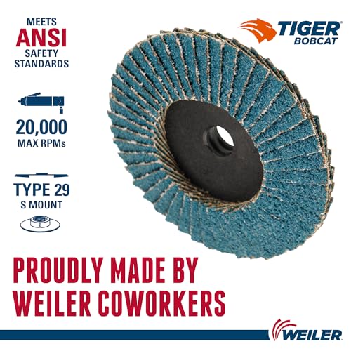 Image of Weiler 50912 3 inch Bobcat Mini Abrasive Flap Disc, Flat (TY27), Type S Mount, 36Z (Pack of 10)