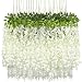 Pauwer 24 Pack (86.6 FT) Artificial Wisteria Vine Ratta Fake Wisteria Hanging Garland Silk Long Hanging Bush Flowers String Home Party Wedding Decor (White)
