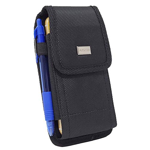 Aiscell Holster Pouch For Galaxy A54 5G,S23 Ultra, S23+, A03S,S22 Ultra,S22+,S21 Ultra, A13,A53,A71,A32,A42,A52,Rugged Black Nylon Pouch Case(Fits Slim Cover On) #TOP5