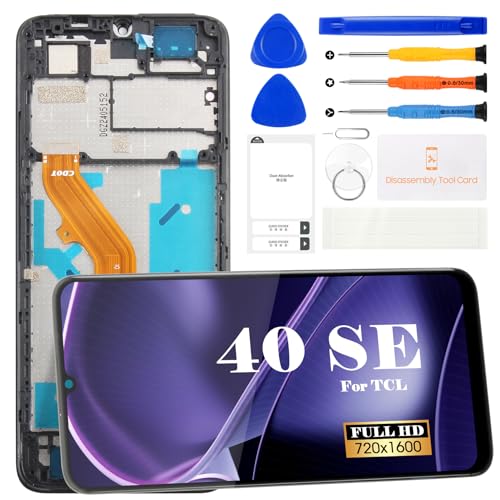 Écran LCD pour TCL 40 SE avec châssis noir de remplacement pour modèle T610K