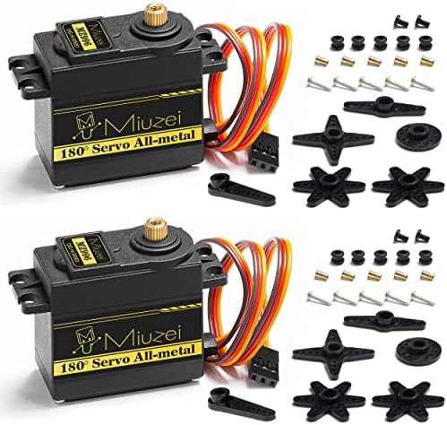 Miuzei Digital Servo 15kg Metal Gear 180° RC Car 1/10 Model Making 2 Pack