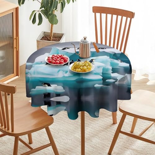 Nappe ronde pingouins polyester décorative pour fête et mariage