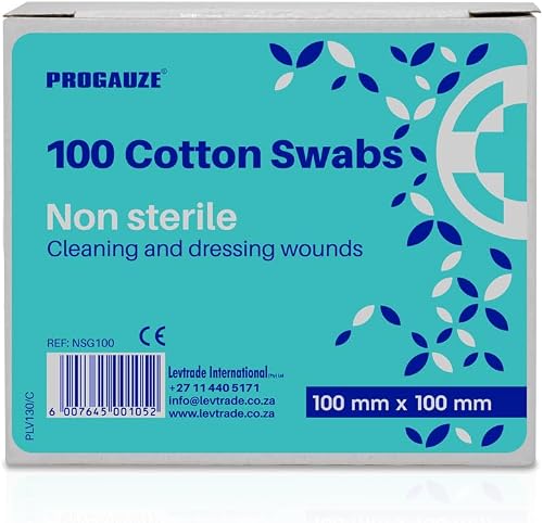 NSG100 Non Sterile Gauze Swab, White, 100 x 100 mm Size, 100 Piece Set