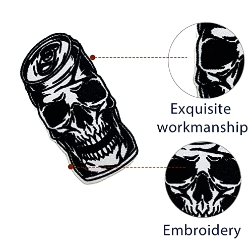 Wikineon Embroidered Iron On Patch, Skull Can Applique Patch - Punk Motocycle Badge Iron On/Sew On Diy Clothing Accessories, Perfect For Backpack, Clothes, Hats & Jeans #TOP2