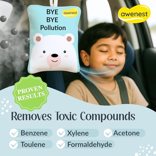 Image of Awenest Bye Bye Pollution Air Purifying Bag | Activated Charcoal Deodorizer for Car, Baby Room, Wardrobe & Home | Removes Pollutants, Allergens, Humidity, Bad Odour | Premium, Odourless & Long-Lasting