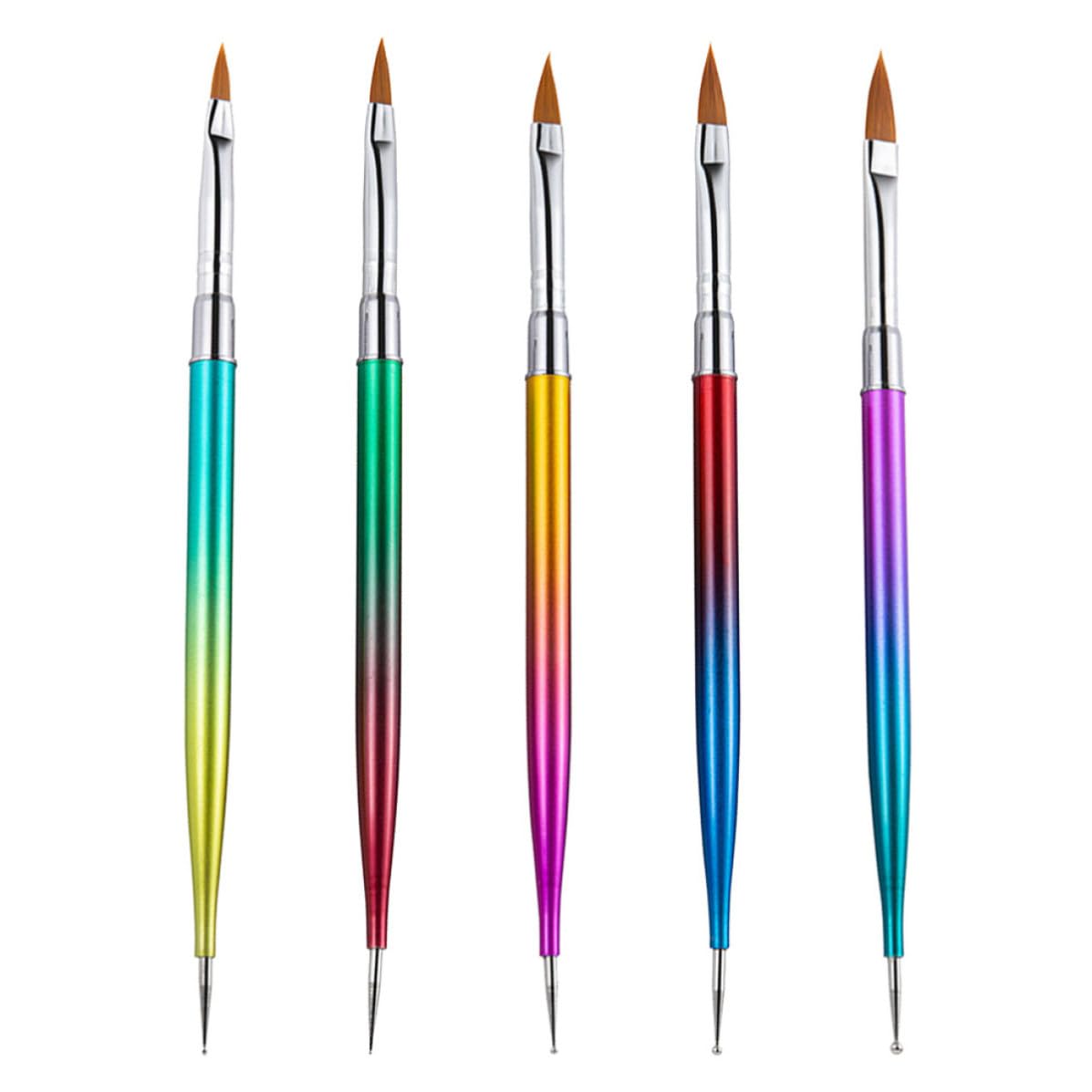 Nail Art Pen Set 5pcs Double Ended Metal for Manicure Drawing