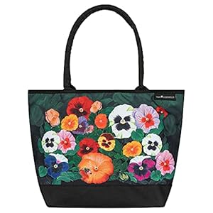 VON LILIENFELD Handtas Dames Shopper Afmetingen 42 x 30 x 15 cm Strandtas Handvat Zak Kantoor Bloem Viooltjes Pansies