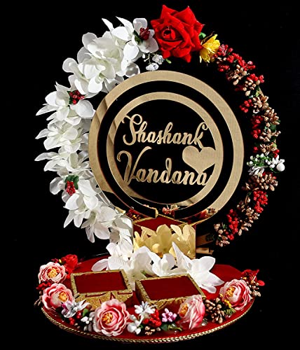 Image of THE BRIDE MADE Wood Engagement Ring Platter With Hoop, Multicolor