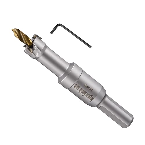 Miniatura 30 de METALLIXITY Kit de sierra perforadora de 1.732 in (1-47/64 pulgadas), cortador de agujeros de carburo de tungsteno con broca central, llave