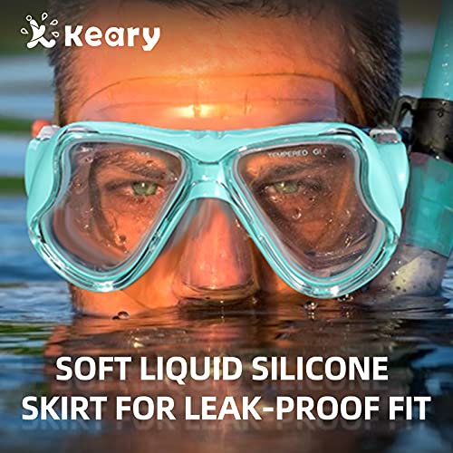 Keary Swimming Goggles Snorkel Diving Mask Scuba Snorkeling Gear For Adult Men Women Youth, Anti-Fog 180° Wide View Soft Silicone Skirt Pool Underwater Swim Goggles With Nose Cover, Snorkel Equipment #TOP3