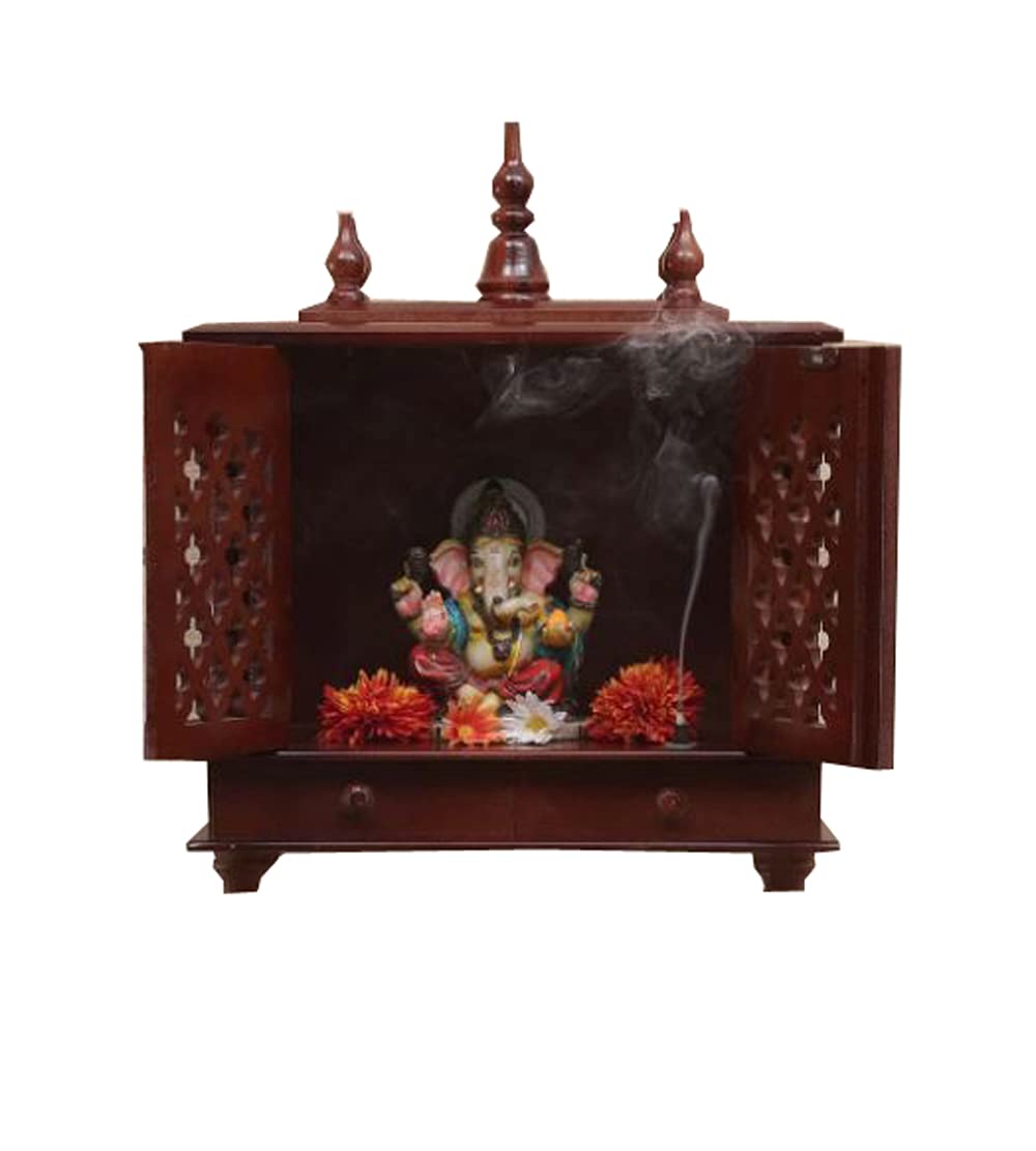 Temple en bois sculpté Devyom finition miel 55cm