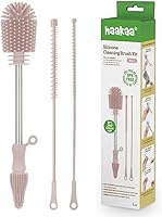 Vista 13 de Haakaa Kit de Cepillos de Limpieza de Silicona – Cepillos de Limpieza Domésticos para Botellas y Hendiduras – Silicona de Grado Alimentario: Apto