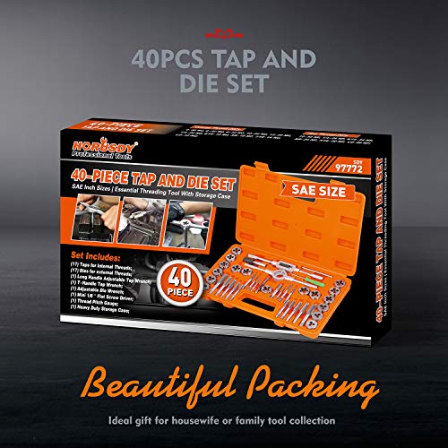 Horusdy 40-Piece Sae Tap And Die Set, Inch Sizes For Coarse And Fine Threads Tool With Storage Case #TOP1