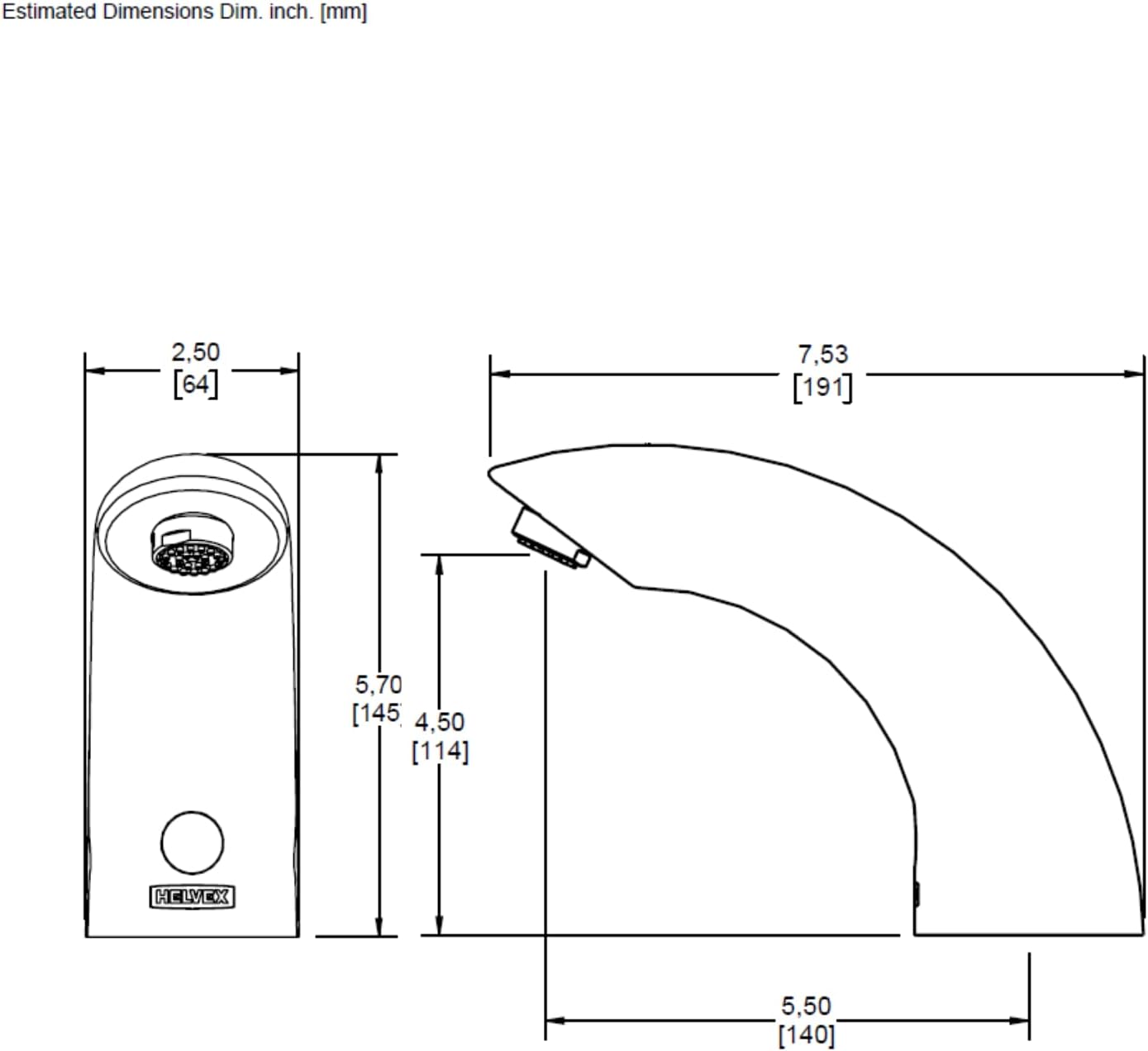 HELVEX Automatic Sensor Touchless Bathroom Sink Faucet, Battery Powered, Sensor Operated in Polished Chrome Finish, Easy Installation Kit Included UTV-296-PC Argos