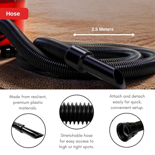 2.5m Spare Parts Tool Kit For Numatic Hetty Vacuum Cleaner | Henry Hoover Hose With Brush Tool, Rods And Other Henry Hoover Attachments And Parts for Cleaning - Image 4