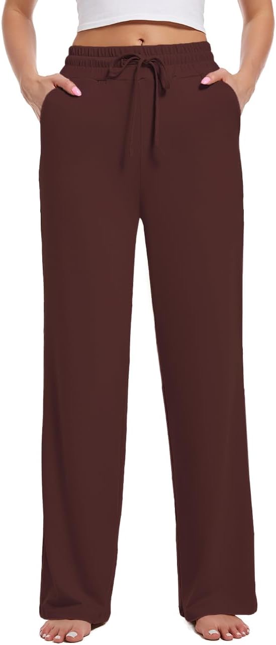 3 Pack Womens Yoga Sweatpants Wide Leg Lounge Pajamas Pants Drawstring Workout Comfy Joggers Sweatpants Pants Pockets - Image 2