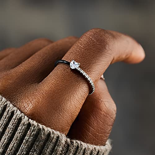Story Jewellery Heart Rings For Women, Heart-Cut Half Enamel Promise Rings For Mother Daughter Best Friends, Silver Plated Jewelry Gifts Birthday Christmas Valentines Gifts For Women(Silver Bk 09) #TOP1