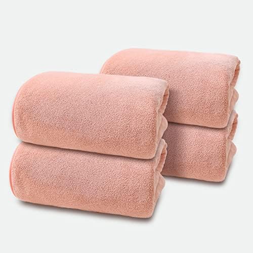 4-Piece Microfiber Bath Towel, Multi-Purpose Towel, Fluffy Towel, Excellent Water Absorption, Quick-Drying Hair Towel (Orange, 27.5in55in)